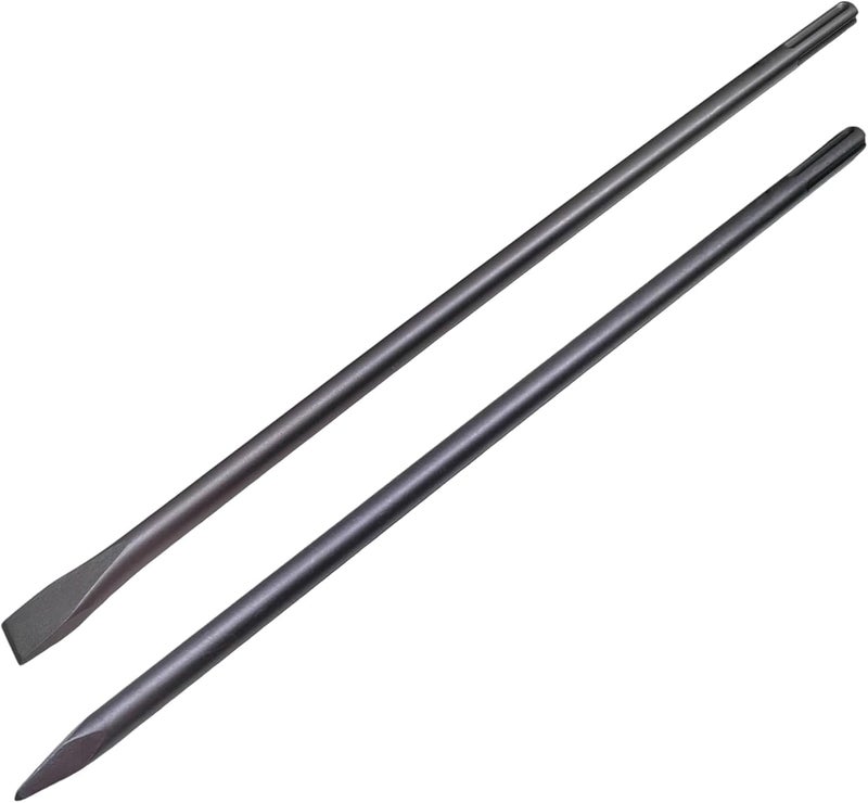 Phyxlyn 24-Inch SDS Max Set, 1 Inch Flat Chisel and Point Chisel, Ideal for Concrete Demolition, Tile Removal Tool for SDS-Max Hammer Drill Attachment, 40Cr Alloy Steel - Image 1